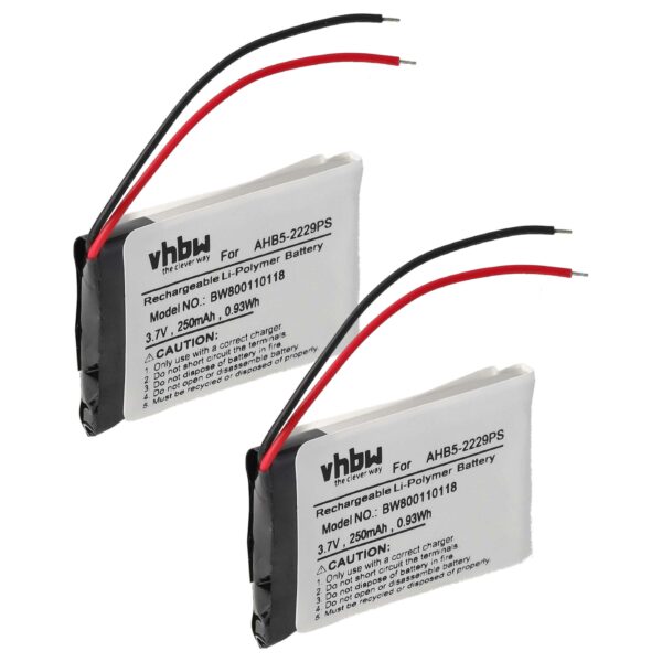 Bateria vhbw para Auscultadores sem Fios Jabra Pro 900 / 920 / 930 - 250 mAh 3.7 V (2x)