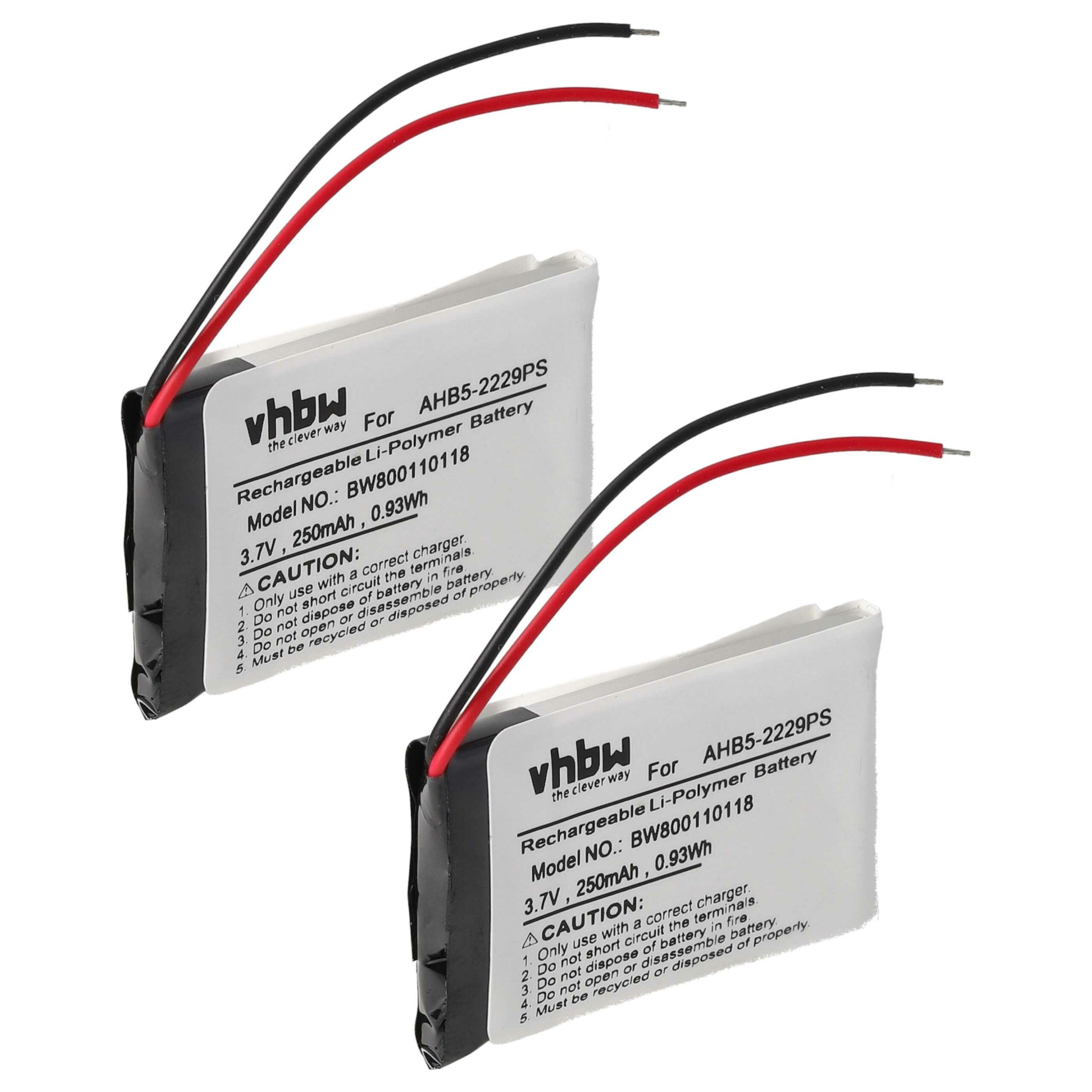 Bateria vhbw para Auscultadores sem Fios Jabra Pro 900 / 920 / 930 - 250 mAh 3.7 V (2x)