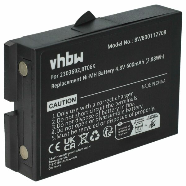 Bateria de Substituição vhbw para Danfoss 2303692, Comando Remoto BT06K - 600 mAh