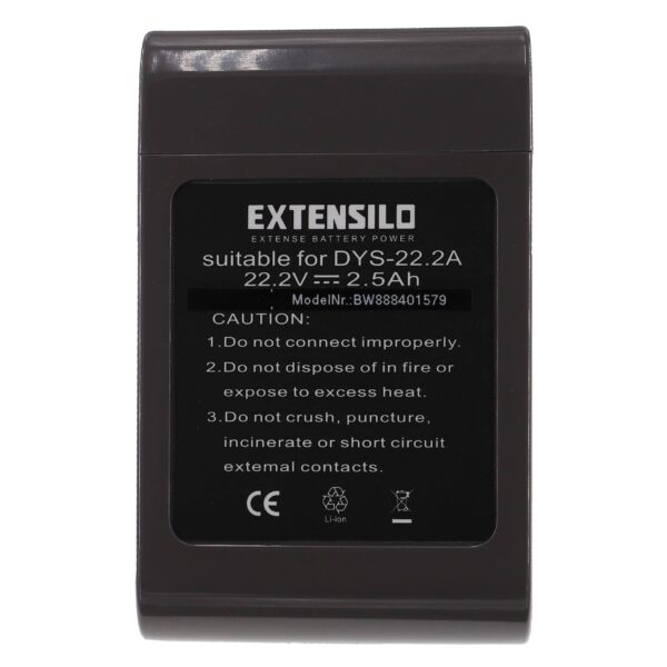Bateria EXTENSILO compatível com Dyson 917083-01, 917083-07, 965557-03 - 2500mAh 22.2V Li-Ion