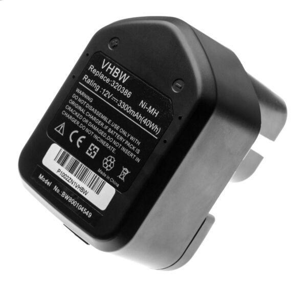 Bateria vhbw para ferramentas elétricas Hitachi EB12S, EB12M, EB12G 3300 mAh, 12 V, NiMH