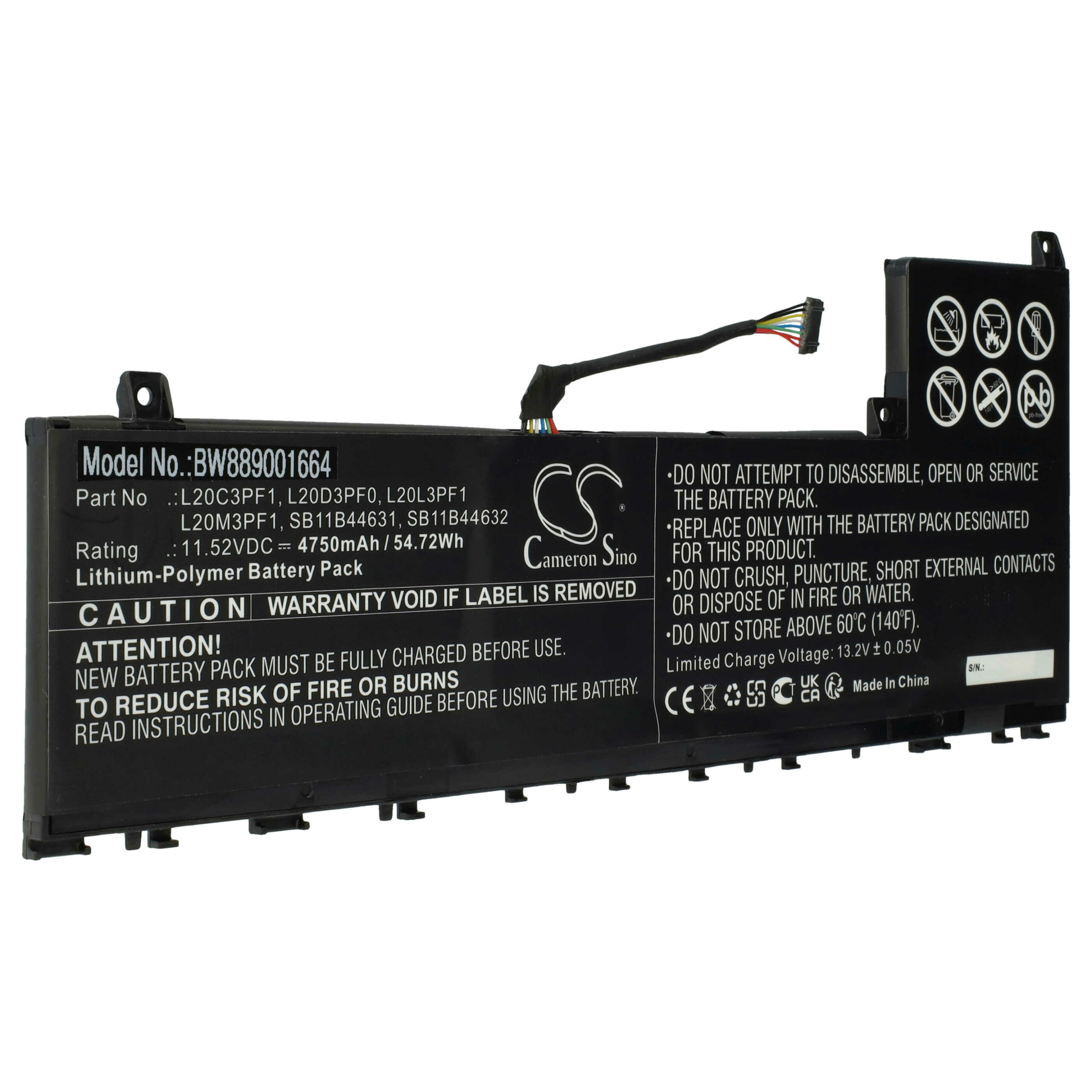 Bateria para Portátil vhbw para Lenovo IdeaPad 5 14ACN6, IdeaPad 5 Pro 14ITL6 4750 mAh 11.52 V - Image 3