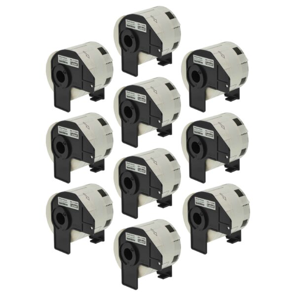 10x Rolos de Etiquetas vhbw para Brother DK-11209 - 62 mm x 29 mm com Suporte