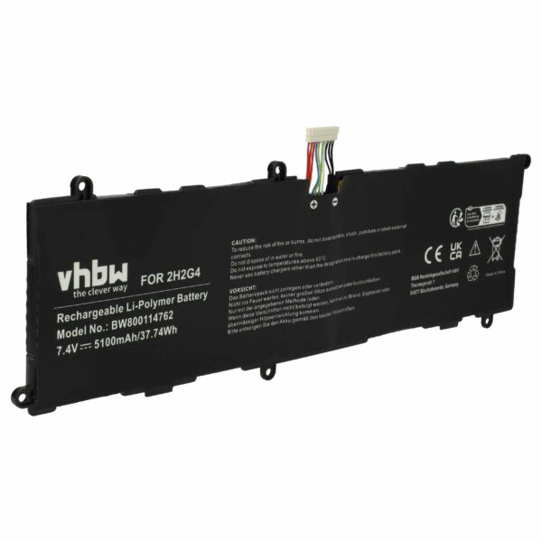 Bateria vhbw para Tablet Dell TXJ69, 2H2G4, HFRC3 - 5100 mAh 7.4 V Li-polymer