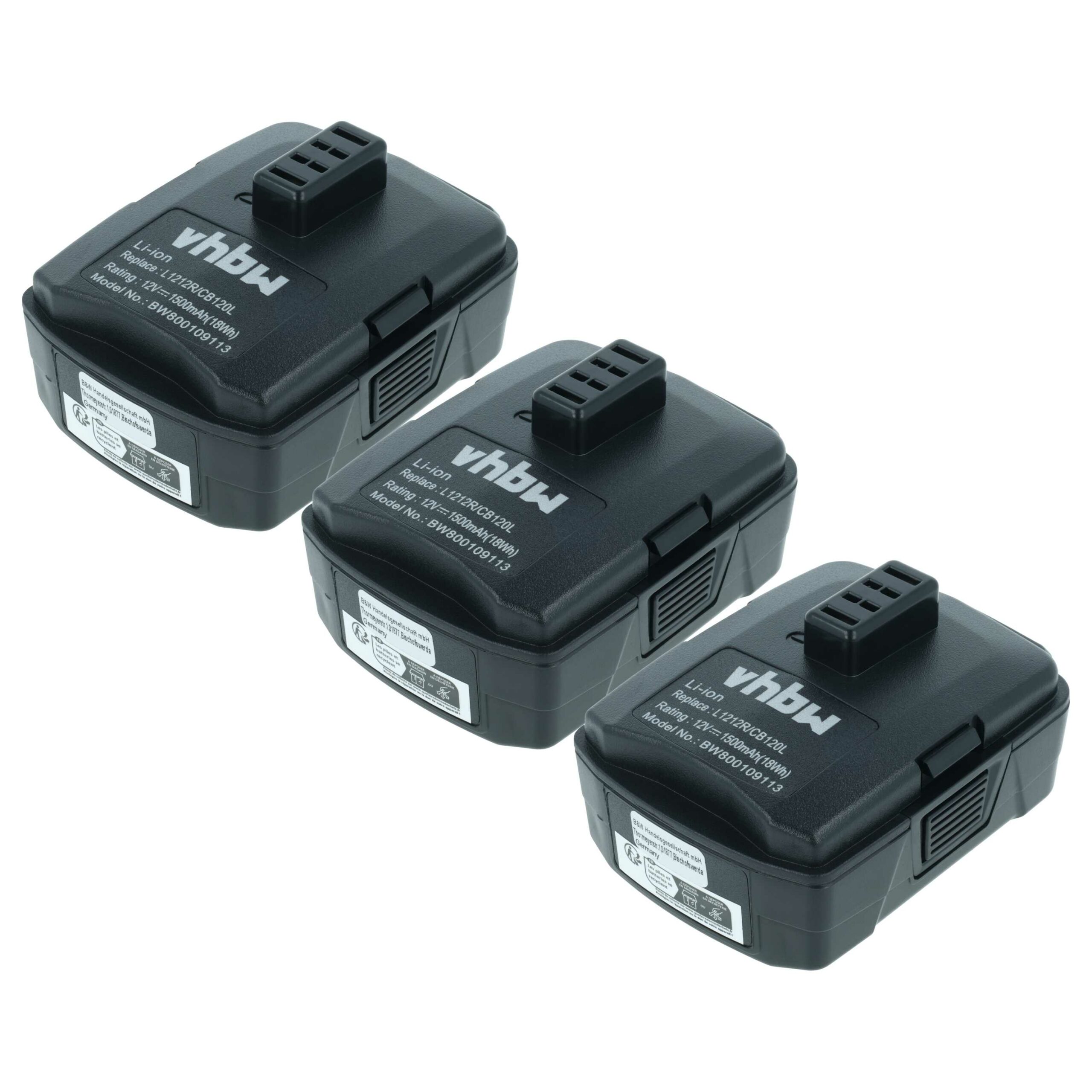 3x Baterias vhbw para Berbequim Ryobi (1500 mAh, 12 V, Li-Ion)