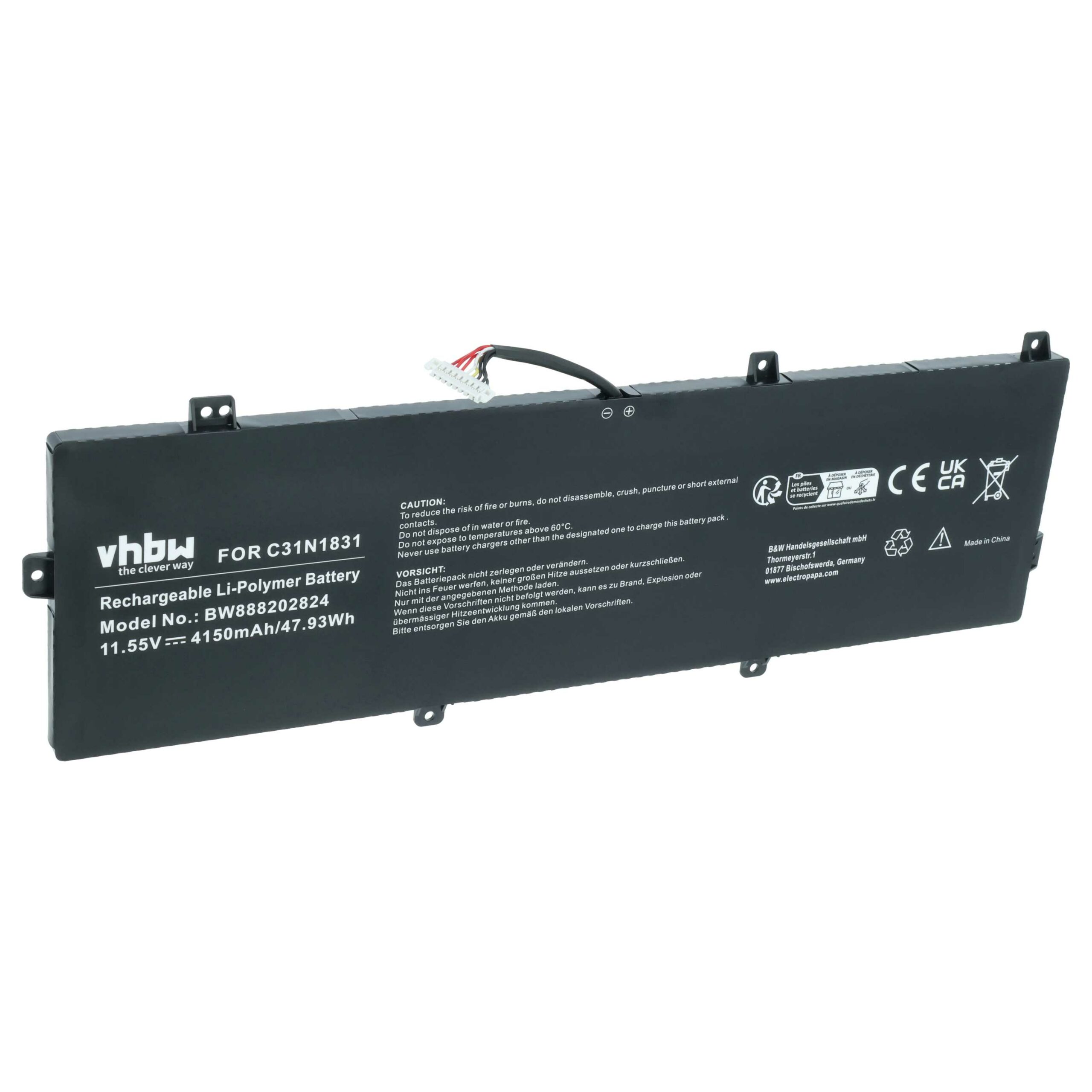 Bateria vhbw para portáteis Asus C31N1831 4150 mAh 11.55 V