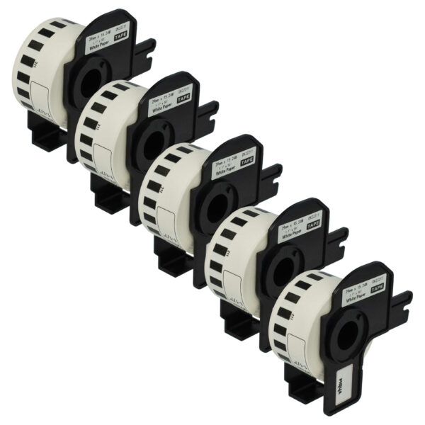 5x Rolo de Etiquetas Compatível com Brother DK-22211 - 29 mm x 15.24 m + Suporte