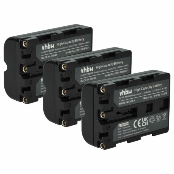 Bateria vhbw NP-FM500H para Sony/Hasselblad - 1200mAh, 7.2V, Li-Ion (pack 3x)