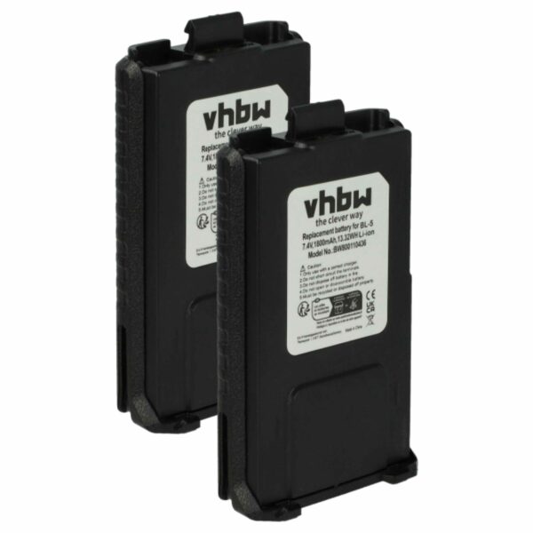Bateria vhbw 2x para Rádio Baofeng BL-5 - 1800 mAh 7.4 V Li-Ion