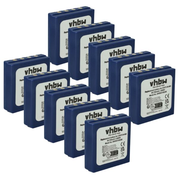 Bateria vhbw 10x 700 mAh 6V NiMH para Rádios Hetronic/Abitron/HBC