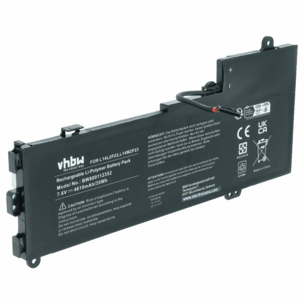 Bateria vhbw para Lenovo - Substitui L14M2P24, L14L2P22, L14S2P22 - 4610 mAh 7.6 V Li-polímero