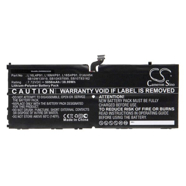 Bateria vhbw para Lenovo Tablet - Substitui L16M4P91, L16S4P91, 01AV454, 5B10W13919, L16L4P91 - 5050 mAh 7.72 V Li-polímero