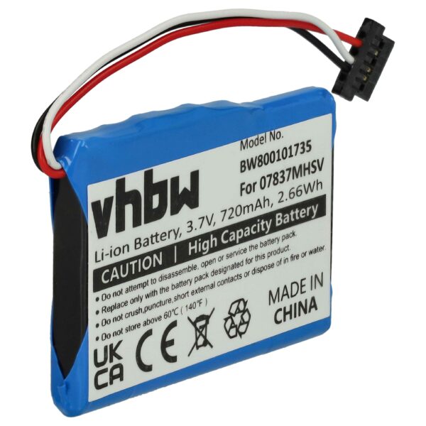 Bateria para GPS Becker compatível com 07837MHSV, S30, BP-LP720/11-A1B, 338937010150 - 720mAh, 3.7V