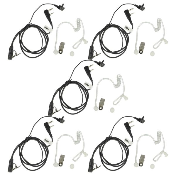 Auricular de Segurança vhbw para Kenwood/Baofeng - 5 Unidades com Botão de Resposta e Clip