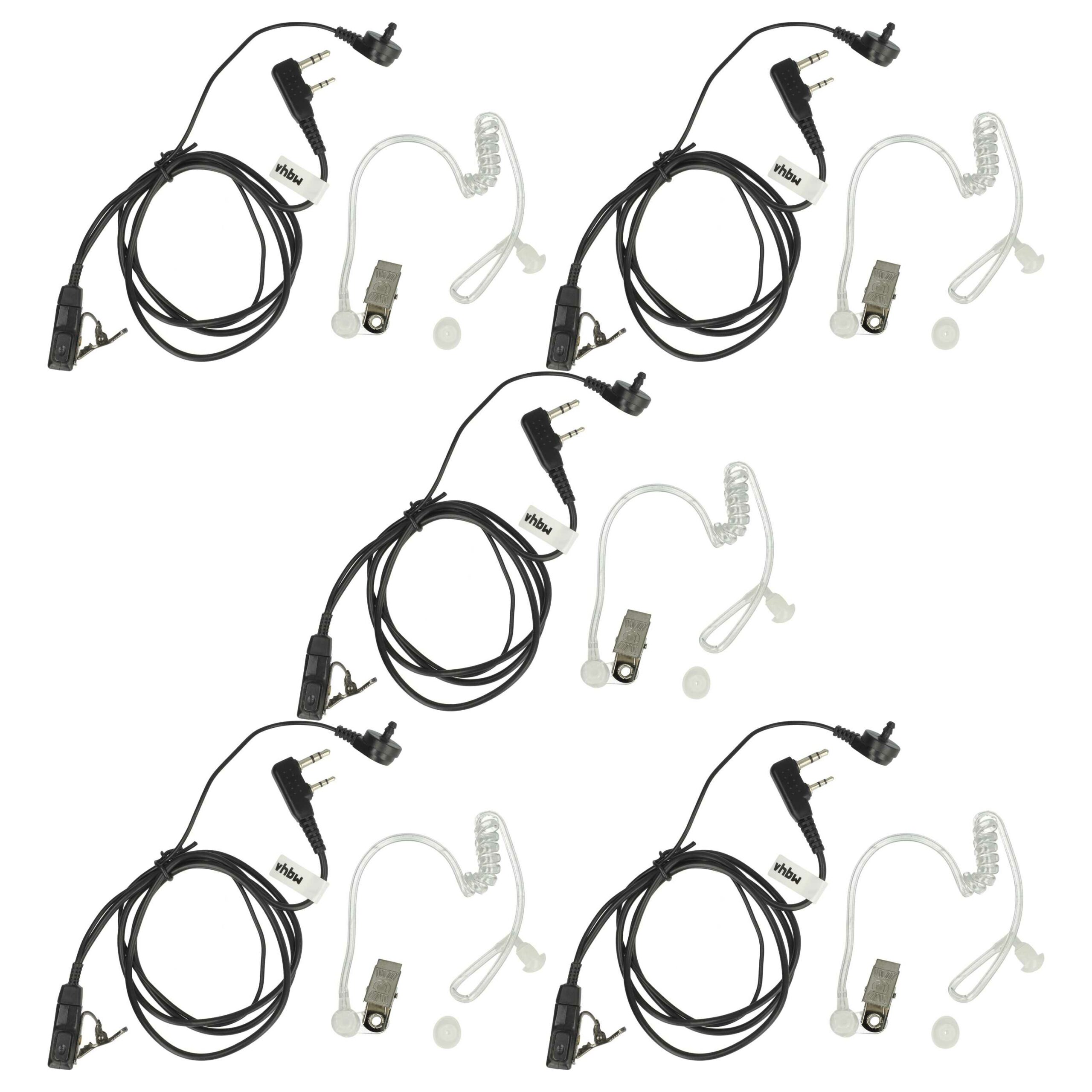 Auricular de Segurança vhbw para Kenwood/Baofeng - 5 Unidades com Botão de Resposta e Clip