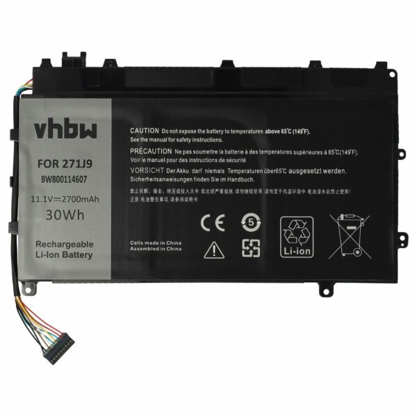 Bateria vhbw para Dell (MN791, 3WKT0, GWV47, 0MN791, 271J9, 0GWV47) - 2700 mAh 11.1 V Li-polymer