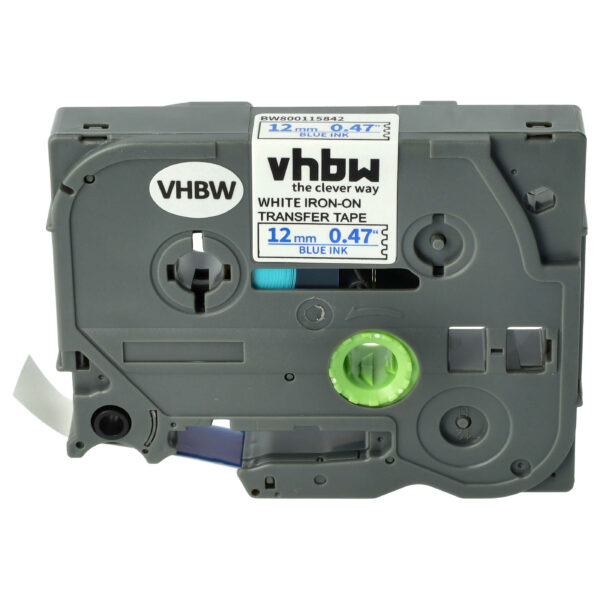 Fita de Etiquetas vhbw TZE-FA3 Termocolante - 12 mm Azul sobre Branco