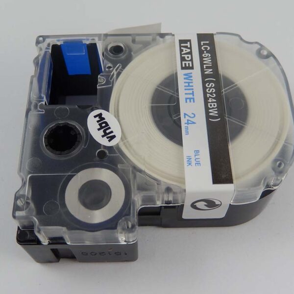Fita de Etiquetas vhbw compatível com Epson LC-6WLN - 24 mm, Azul sobre Branco