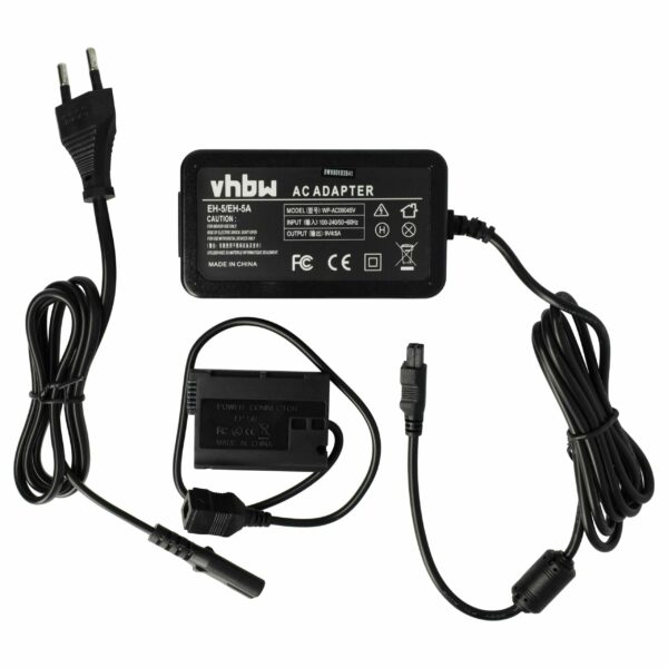 Fonte de Alimentação vhbw para Câmaras Nikon - Substitui EH-5 com Acoplador DC - 2 m, 9 V 4,5 A