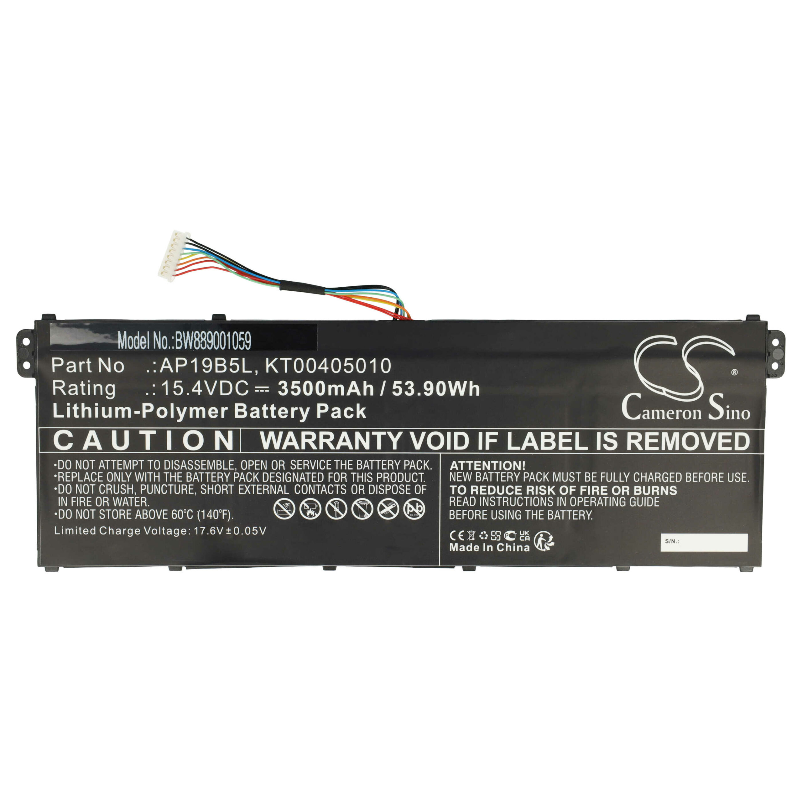 Bateria vhbw para Acer KT00405010, AP19B5L - 3500 mAh 15.4 V Li-Polymer