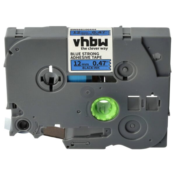 Fita para Etiquetadora vhbw substitui Brother TZE-S531 - 12 mm Preto sobre Azul, Extra Forte
