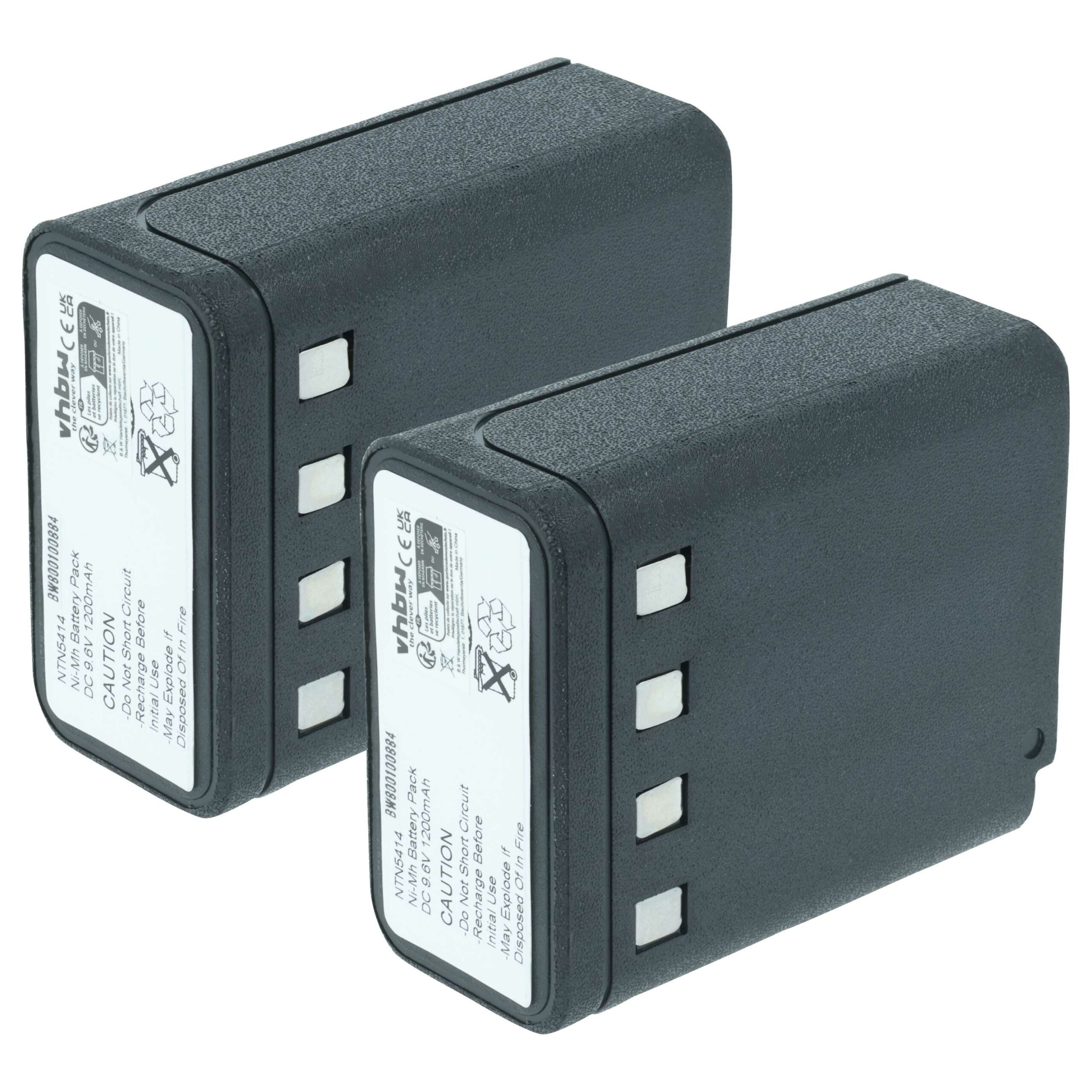 Bateria vhbw 9.6V 1200mAh NiMH para Rádios Bullard e Motorola (substitui BNH-5447TIC, BU32H1-A) - Pack 2 Unidades