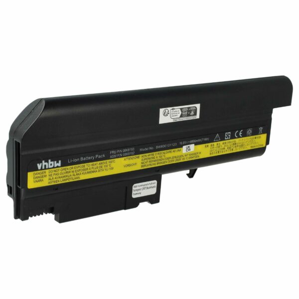 Bateria vhbw para Portátil IBM - 6600 mAh 10.8 V Li-Ion (Substitui 08K8196, 08K8195, 08K8194, 08K8198, 08K8197)