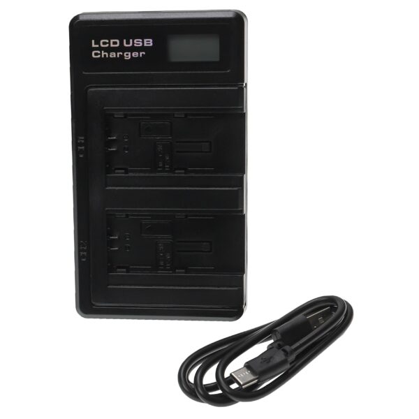 Carregador de Bateria Duplo com Cabo USB-C vhbw para Câmara Canon Vixia - 0.6 A
