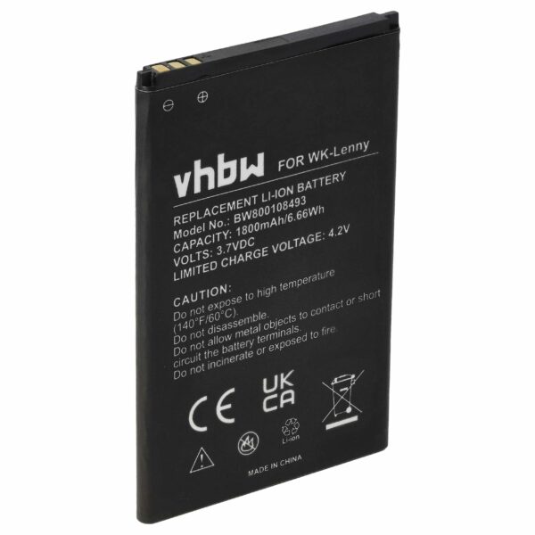 Bateria para Wiko 3702, 5030 - 1800 mAh 3.7 V Li-Ion vhbw