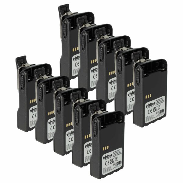 Bateria vhbw 2600 mAh 7.2V Li-Ion para Rádios Motorola - Pack 10x com Clipe de Cinto