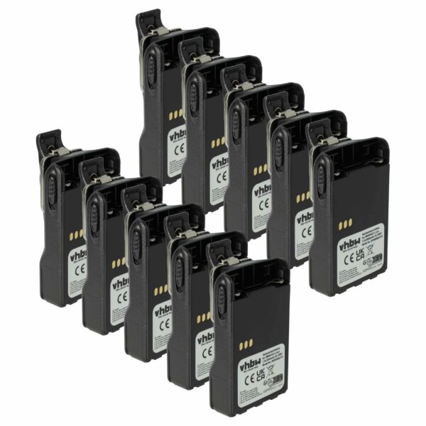 Bateria vhbw 2600 mAh 7.2V Li-Ion para Rádios Motorola - Pack 10x com Clipe de Cinto