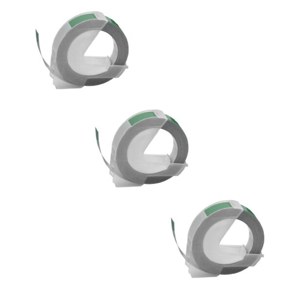 Pack 3 Fitas de Etiquetas 3D vhbw para Dymo (S0898160, 520105) - 9 mm Branco em Verde