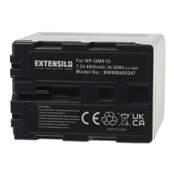 Bateria EXTENSILO para Sony NP-FM55H, NP-QM51, NP-FM91, NP-FM90, NP-FM70, NP-FM50, NP-FM30 - 4800mAh, 7.2V, Li-Ion