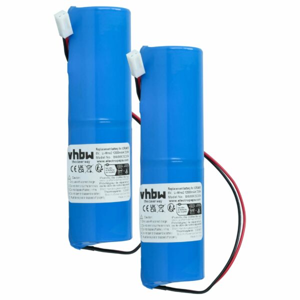 Pack 2x Baterias de Substituição vhbw para Jablotron 2CR34615, BAT-80A-SAFT - 12000 mAh 6V Li-MnO2