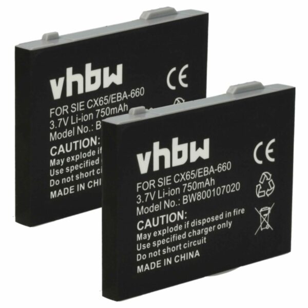 2 Baterias de substituição vhbw para telefones Siemens DECT (EBA-660, EBA-670, EBA-760) - 750 mAh 3.7 V Li-Ion