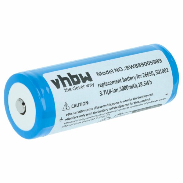 Bateria vhbw para Lanterna Ledlenser - 5000 mAh 3.7V Li-Ion (Substitui 501002)