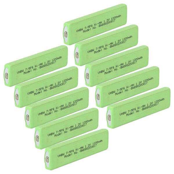 Célula de Bateria NiMH 1100 mAh 1.2V vhbw - Compatível com Aiwa MHB-901 (Conjunto de 10)