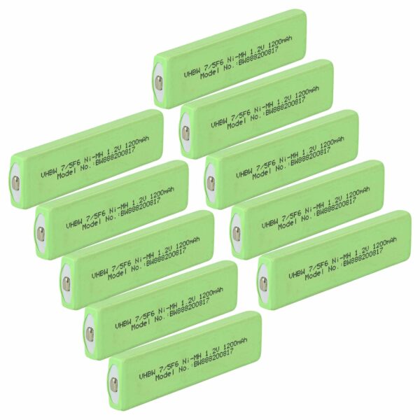 Célula de Bateria NiMH 1100 mAh 1.2V vhbw - Compatível com Aiwa MHB-901 (Conjunto de 10)
