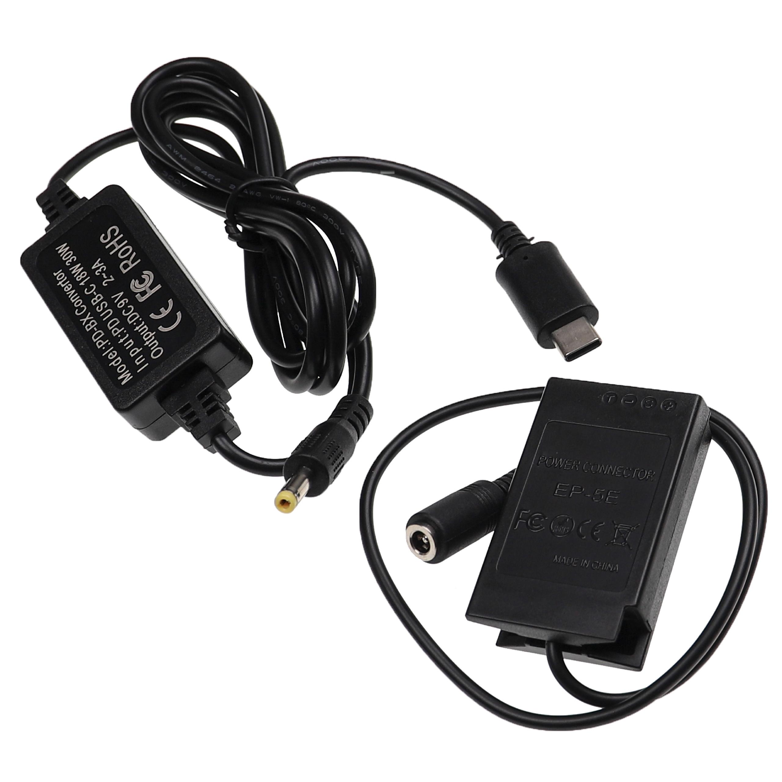 Carregador USB vhbw com Acoplador DC para Nikon EH-5, EH-5A - 2 m, 9V 3.0A - Image 3