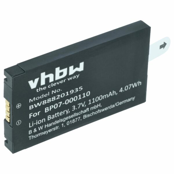 Bateria vhbw para Datalogic Barcode Scanner POS - 1100 mAh 3.7 V (substitui 11300794, 3H21-00000370)