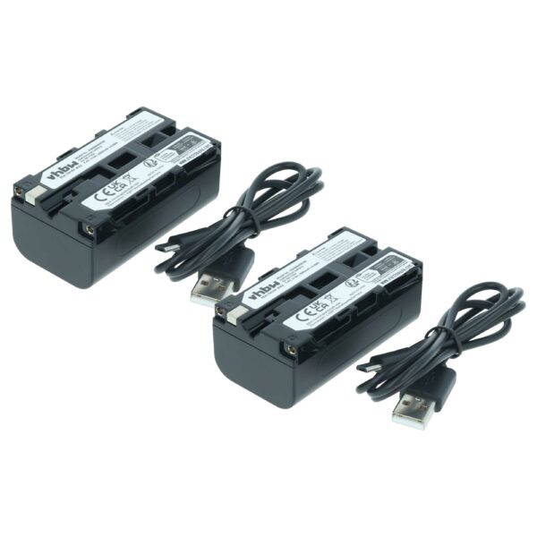 2x Bateria vhbw 2000mAh 7.4V Li-Ion para Sony NP-F950, NP-F930, NP-F550, NP-F960