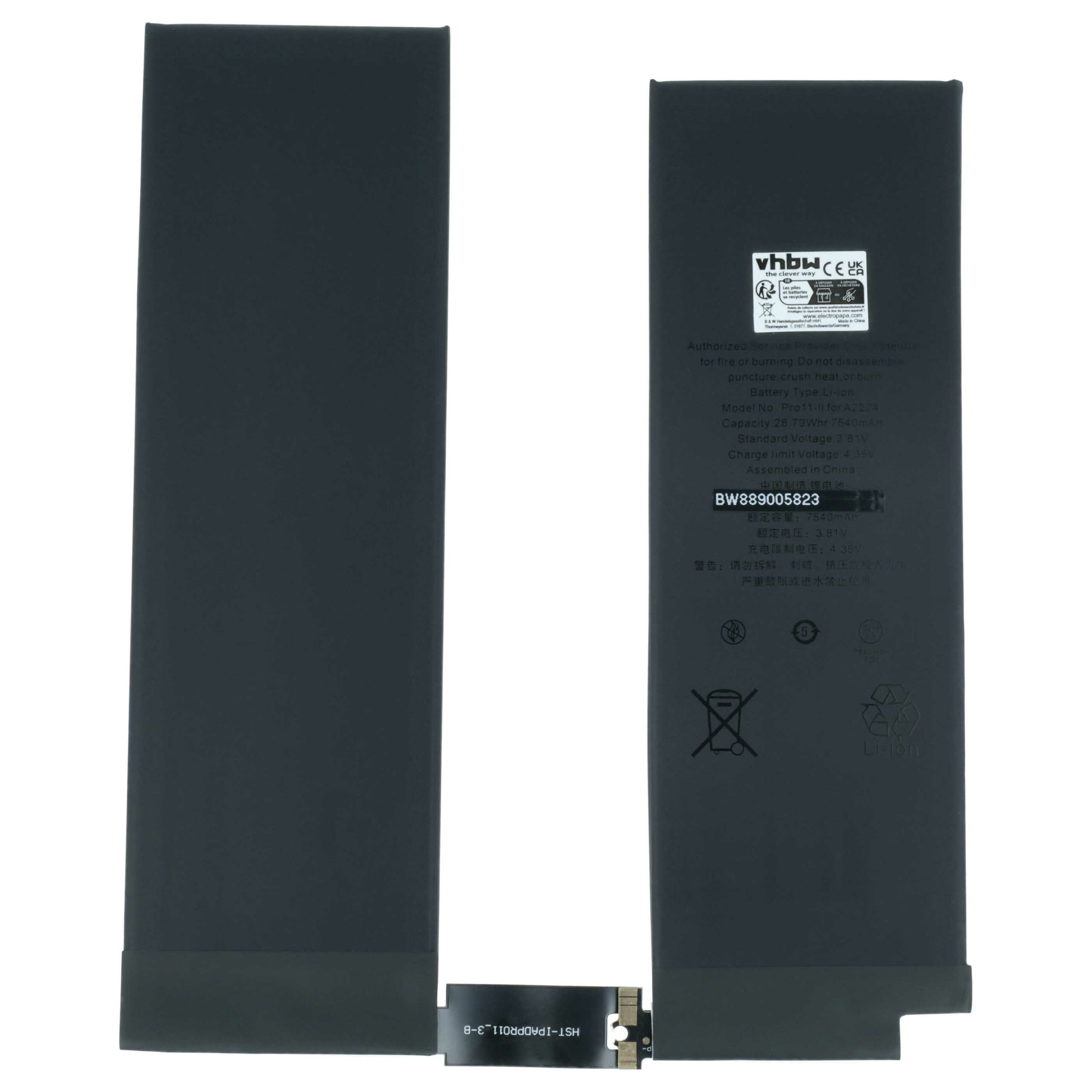 Bateria para Tablet Apple A2224 - 7540 mAh 3.81 V Li-Ion vhbw - Image 3
