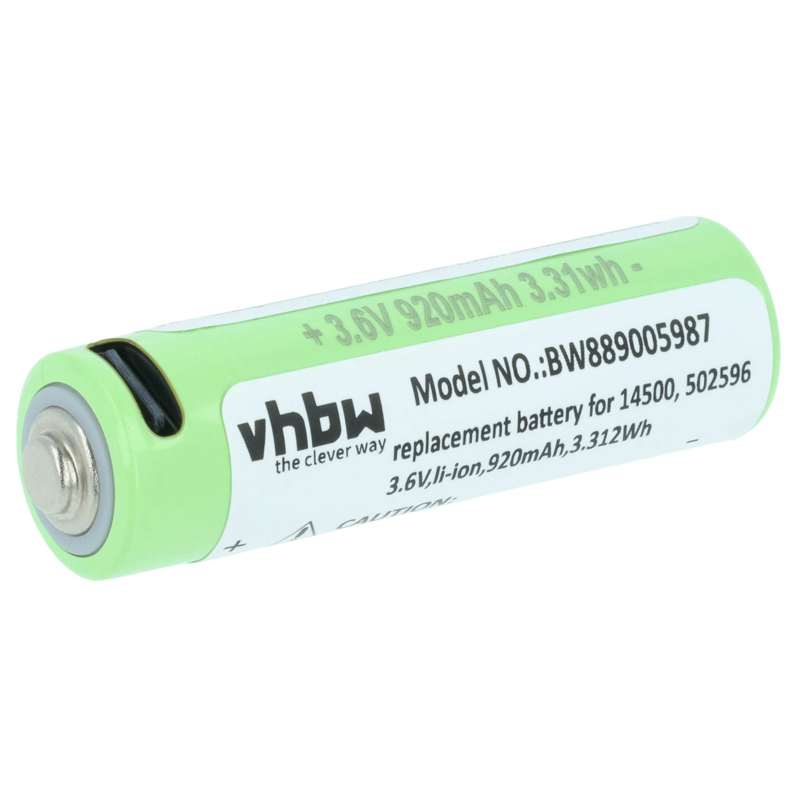 Bateria vhbw para Lanterna Ledlenser 502596 - 920 mAh 3.6 V Li-Ion