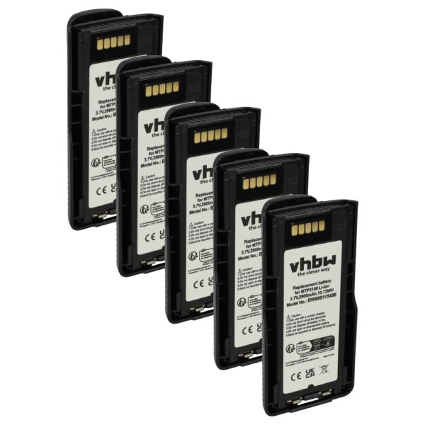 Pack de 5 Baterias vhbw para Rádio Motorola NNTN8020B - 2900 mAh 3.7 V Li-Ion