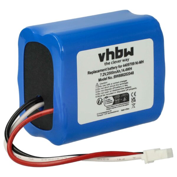 Bateria vhbw 2000mAh 7.2V NiMH para iRobot Proscenic (4409709, GPRHC202N026, W206001001399)