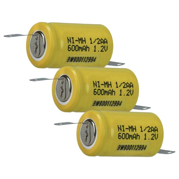 Bateria vhbw 1/2AA NiMH 600 mAh 1.2V - Pack 3 Unidades para Modelos e Hobby