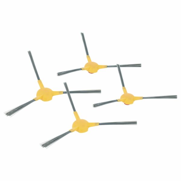 Conjunto de 4 Escovas Laterais vhbw para Ecovacs D-S374 - 3 Braços, Cinzento e Amarelo