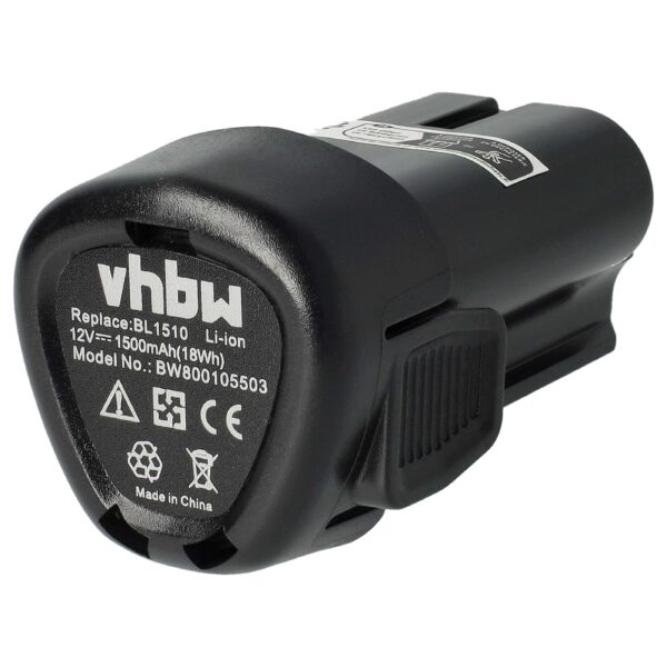 Bateria vhbw para Black & Decker BL1110, BL1310, BL1510, LB12 1500 mAh, 12 V, Li-Ion