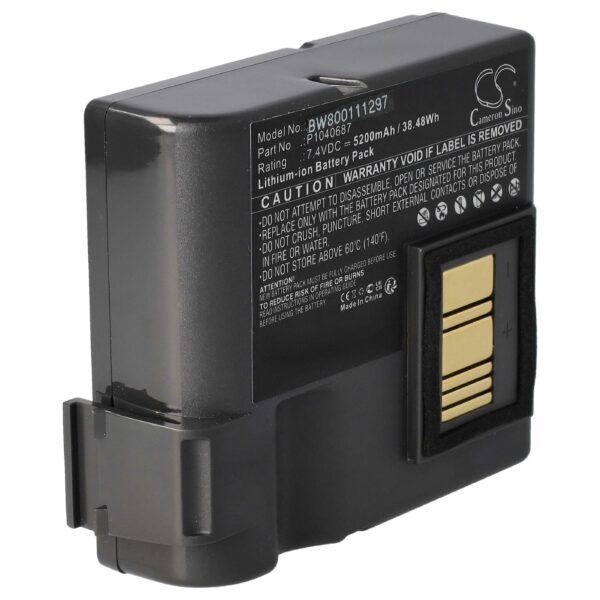 Bateria vhbw para impressora Zebra BTRY-MPP-68MA1-01, P1050667-016 - 5200 mAh 7.4 V Li-Ion