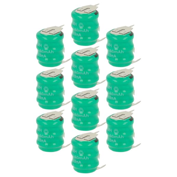 10x Bateria Botão vhbw Tipo V80H 3 Pinos para Modelismo e Lâmpadas Solares - 80 mAh 3,6 V NiMH